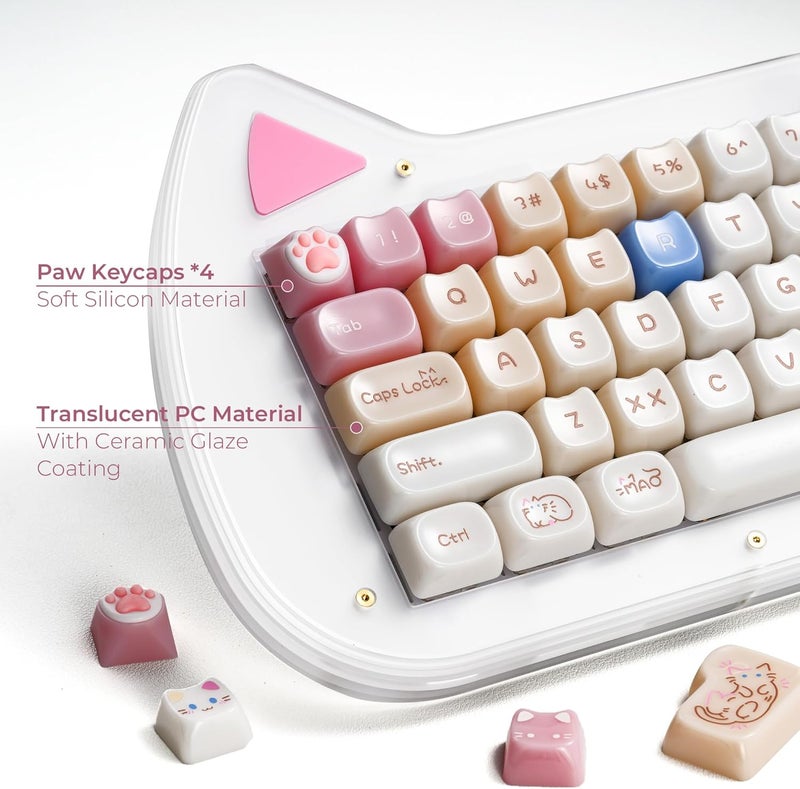 HITIME x XVX Jelly Keycaps - Cute Jade Keycaps, Ragdoll Cat Ceramic Keycap 60 65 75 100 Percent, Mao Profile, Custom Keycap 148 Keys Set for 100%, 75%, 65%, 60% Mechanical Keyboard - Image 4
